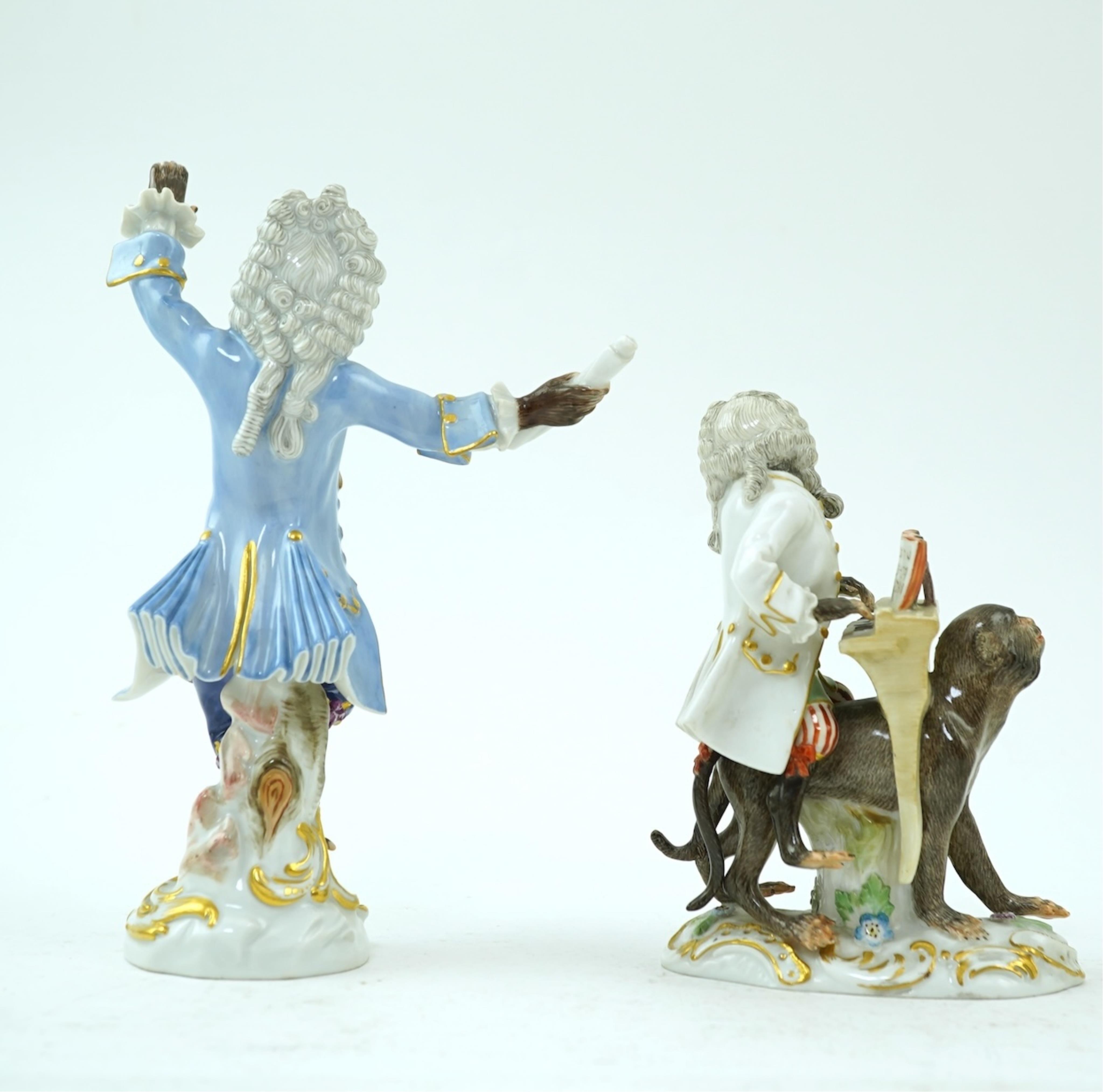 Two Meissen monkey band figures, 20th century